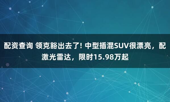配资查询 领克豁出去了! 中型插混SUV很漂亮，配激光雷达，限时15.98万起