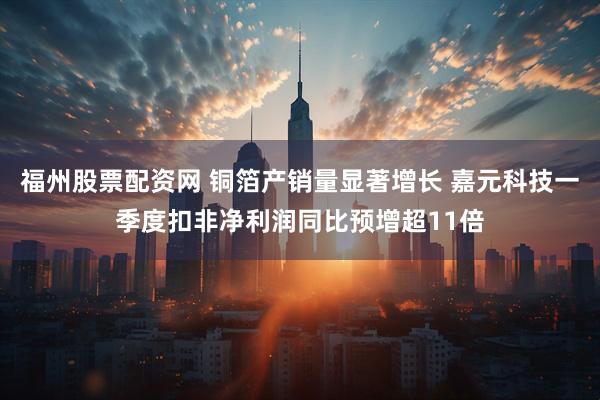 福州股票配资网 铜箔产销量显著增长 嘉元科技一季度扣非净利润同比预增超11倍